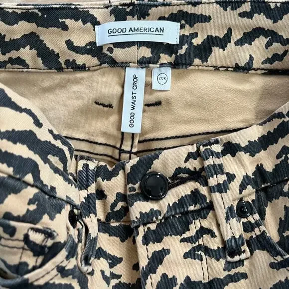 GOOD AMERICAN Good Waist Crop Jeans 2/26 High-Rise Skinny Stretch Zebra - Picture 3 of 4